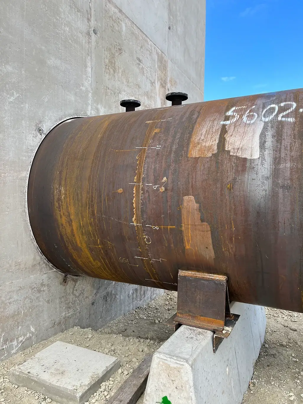 a large metal pipe outside