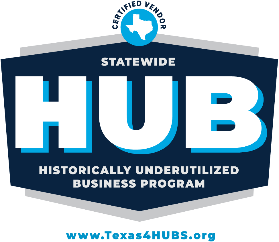 a badge graphic for Texas historically underutilized business recognition